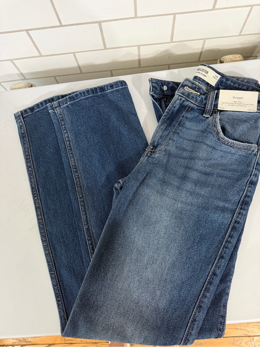 Hollister Medium Blue Straight Leg Jeans